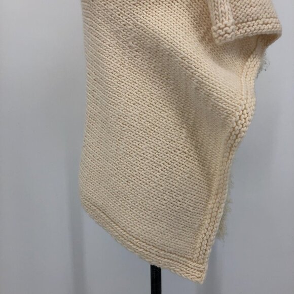 Cecile Bénac Creme Wool Alpaca Polyamide Vest Cardigan Contrast Fuzzy Knit SP - Picture 11 of 16